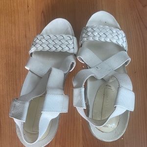 BCBG white sandal